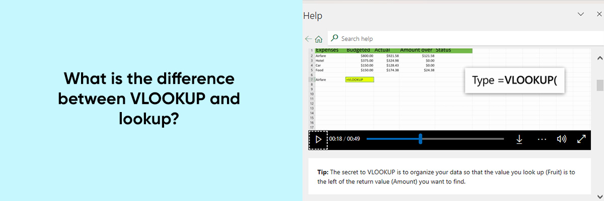 Microsoft Excel is widely recognized as an incredibly powerful tool for data analysis and management within a spreadsheet. If you are working in a corporate learning excel, and mastering lookup functions is a must. Among its vast array of excel functions, VLOOKUP and LOOKUP are two commonly used functions that aid in retrieving data from a table or range. However, they may seem similar, but there are significant differences between them in terms of functionality and application.  In this blog post, we'll delve into the nuances of VLOOKUP and LOOKUP functions to understand their distinctions and when to use each. VLOOKUP Function: VLOOKUP, short for Vertical Lookup, is mainly employed to vertically search for a value in the first column of a table and fetch a corresponding value from the specified column in the same row. The syntax for VLOOKUP function is as follows: VLOOKUP(lookup_value, table_array, col_index_num, [range_lookup]) lookup_value: The specified value to locate within the initial column of the table. table_array: The table or range of cells containing the data. col_index_num: The specific column in the table to extract the value from. range_lookup: A non-compulsory parameter that indicates whether to locate an exact or close match. When set to TRUE or left blank, it will search for the nearest match; when set to FALSE, it will search for an exact match. Key Features of VLOOKUP: Vertical Search: VLOOKUP searches vertically, meaning it looks for the value in the first column of the table. Exact or Approximate Match: Depending on the range_lookup argument, VLOOKUP can perform either an exact or approximate match. Single Column Retrieval: It retrieves data from a specified column corresponding to the matched value. LOOKUP Function: The LOOKUP function, unlike VLOOKUP, is more versatile as it can perform both vertical and horizontal searches within a single column or row. Its syntax varies based on its usage: For a Vector Lookup (vertical or horizontal): LOOKUP(lookup_value, lookup_vector, [result_vector]) For an Array Lookup: LOOKUP(lookup_value, array) lookup_value: The value to search for in the lookup_vector or array. lookup_vector: The range that contains the values to be searched. result_vector: The range that contains the corresponding values to be returned. (Only required for vector lookup) Key Features of LOOKUP: Versatility: LOOKUP can perform both vertical and horizontal searches within a single column or row. Single Value Retrieval: It returns the value corresponding to the first occurrence of the lookup_value. Array Lookup: LOOKUP can also perform an array lookup, which returns a value from the same position in an array. Differences Between VLOOKUP and LOOKUP: Search Orientation: VLOOKUP searches vertically (up-down), whereas LOOKUP can search both vertically and horizontally (left-right). Argument Requirement: VLOOKUP requires the column index number to retrieve the value, whereas LOOKUP retrieves the first matching value. Functionality: VLOOKUP is more specialized for vertical lookups and table searches, while LOOKUP is more versatile and can handle various lookup scenarios. When to Use Each Function: Use VLOOKUP When: You need to perform a vertical lookup within a table. You require precise control over the column from which to retrieve the value. You want to find an exact or approximate match within the table. Use LOOKUP When: You need to perform both vertical and horizontal searches within a single row or column. You want to retrieve the first matching value without specifying a column index. You are dealing with smaller datasets or simpler lookup scenarios where the versatility of LOOKUP suffices. End Note: While VLOOKUP and LOOKUP functions share similarities in their purpose of retrieving data from a table or range, they exhibit differences in their functionality and application. Understanding these distinctions is crucial for effectively utilizing Excel's capabilities in data analysis and management tasks. By leveraging the appropriate function based on the specific requirements of your data, you can streamline your spreadsheet operations and enhance your productivity in Excel.